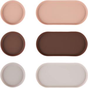 Blue Ginkgo Mini Silicone Trays  Set of 6 Easy-Clean Organizers for Bathroom, Kitchen, Desk, Vanity, and Cosmetics (Brown, Tan, Ivory)