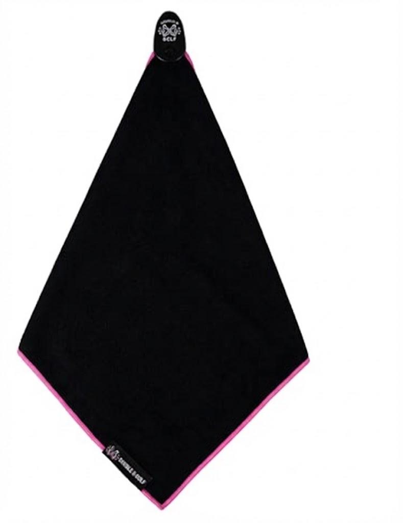 Double-D Golf Magnetic Golf Towel Supporting Breast Cancer Research, Black