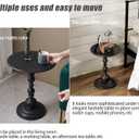 2 Set Pedestal Metal Round Side Table, Black Sofa Table, Small TV Tray Table for The Sofa in The Living Room and Bedroom, Bed, Chair, Mini Coffee Table, Headboard Table, 13.77 (W)*20.47 (H)