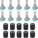 Konohan 10 Pcs 360 Degree Rotary Encoder Code Switch Digital Potentiometer with Push Button 5 Pins Handle Length 20mm and Knob Cap Compatible with Arduino EC11