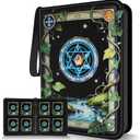 Trading Card Binder, Card Collection Binder 4 Pocket with 50 Removable Sleeves – 400-Pocket Compact 3-Ring Zipper Album, Durable Trading Card Holder for TCG/MTG Collectors (Elemental ring)