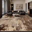 10x14 Area Rugs - Modern Abstract Washable Rug, Ultra Soft Non Slip Low Pile Large Brown Rugs for Living Room, Floor Carpet for Bedroom Dining Room Office Laundry Nursery Home