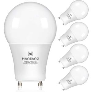 hansang GU24 LED Light Bulb 9W Equivalent 100W, Two Prong Light Bulb A19 Shape 4000K Natural White, GU24 Twist Lock Base 2 pin led Bulb, 900 Lumens Non-Dimmable for CFL Replacement, 4 Pack