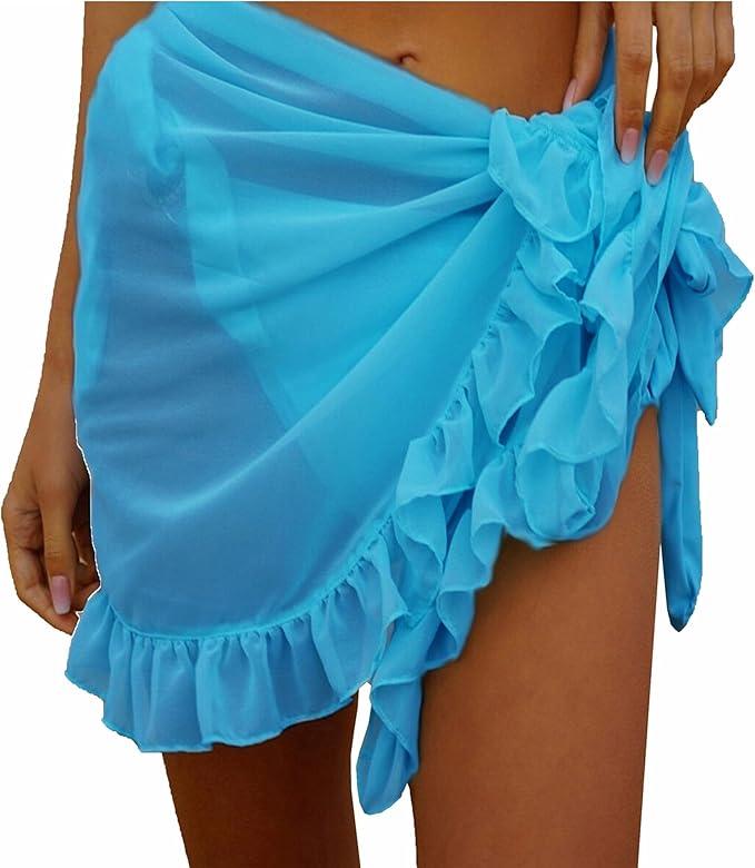 Sexy Ruffle Chiffon Cover up Swimwear Beach Sarong Ruffle Casual Beach Dress(SJJ38) 