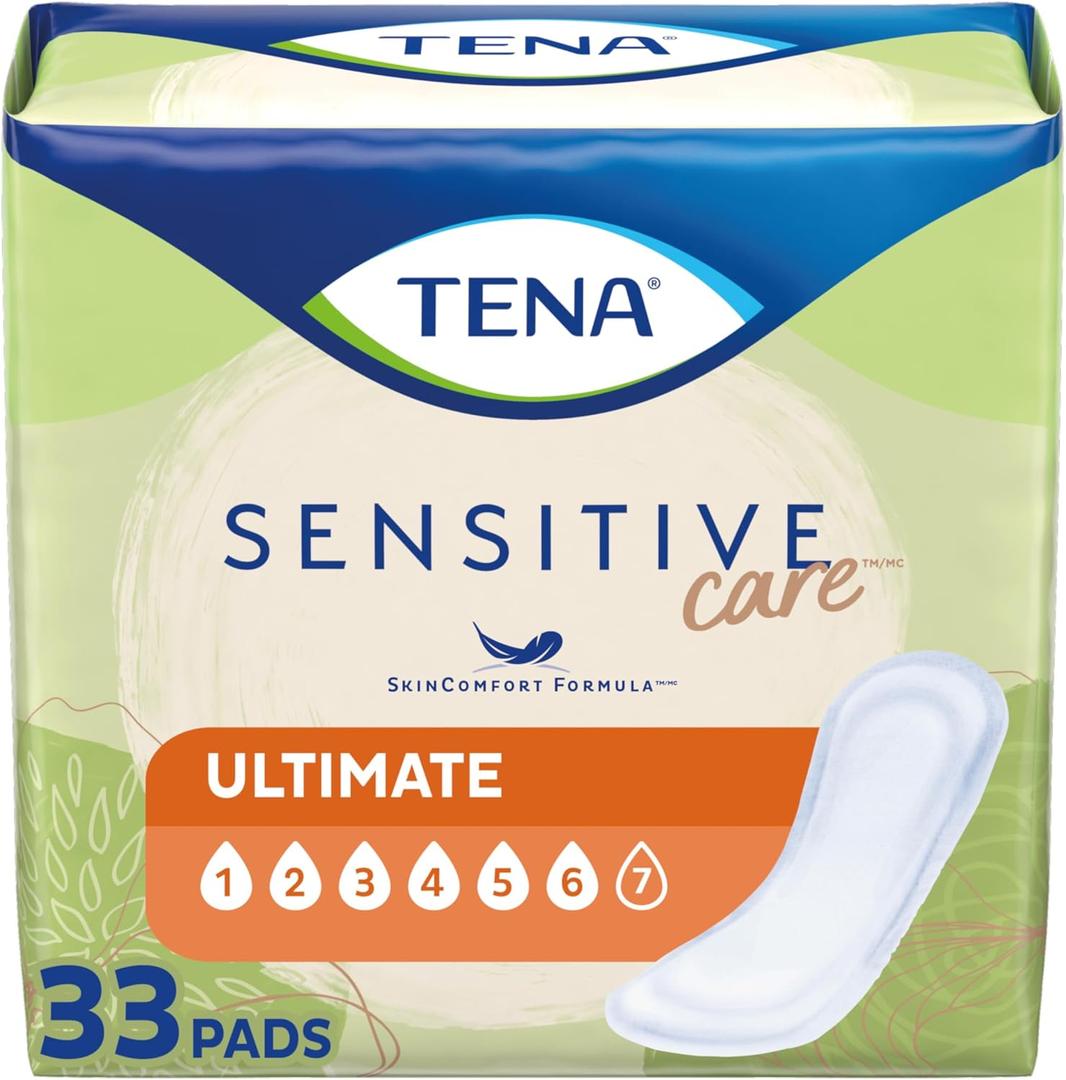 TENA Sensitive Care Ultimate Pads, Regular Length, 33 count (Regular)
