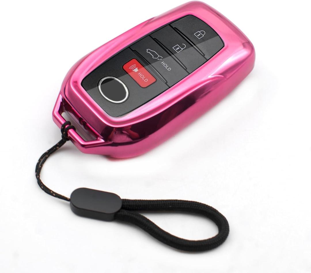MECHCOS Compatible with Toyota Tacoma Venza Corolla Grand Highlander Prius Land Cruiser Sienna Sequoia Tundra Crown RAV4 Prime Rose TPU Key Fob Cover Case Remote Holder Protector Sleeve Accessories