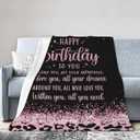 Birthday Gifts for Women, Happy Birthday Flannel Blanket, Women Birthday Gifts for Her 80"X60" (Black)