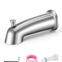 Slip On Bathtub Spout with Diverter, Extra Long 6 Inch Bathtub Spigot, Shower Spout with PTFE Tape & Hex Wrench, Fits for 1/2" IPS Threads,Brushed Nickel