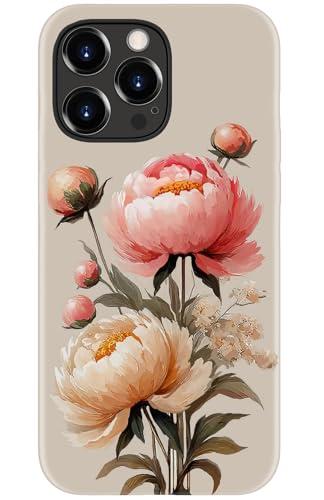 DorisMax for iPhone 13 Pro Max Case - Wireless Charging Compatible - Dual-Layer Hard Shell + Silicone Cover - Shockproof Protective Phone Case with Stylish Designs for Women - Blooming Peony