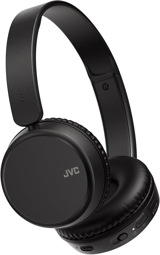 JVC Deep Bass Wireless Headphones, Bluetooth 5.2, Built-in EQ (Bass/Clear/Normal), Multi-Point Connection, Voice Assistant Compatible, 35 Hour Battery Life - HAS36WB (Black) (Small)