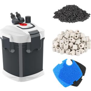 fishkeeper 528GPH Canister Filter, 3-Stage Filtration Aquarium Filter with Quartz Balls and Filter Cotton, Ultra-Quiet External Aquarium Canister Filter for Freshwater and Saltwater up to 150Gal (35W)