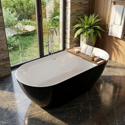 GarveeTech 67 Inch Freestanding Bathtub, Acrylic Deep Soaking Tub, Non-Slip Acrylic Tub with Chrome Overflow and Drain, cUPC Certified, Ergonomic Modern Bath for Bathrooms, Easy-Install