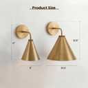 Retro Industrial Metal Cone Sconce Light - Vintage Inspired Modern Brass Wall Sconce with Metal Shade, Wall Mount Lighting for Bedroom, Hallway, Living Room (6“W x 6" L x 11" H Brass)