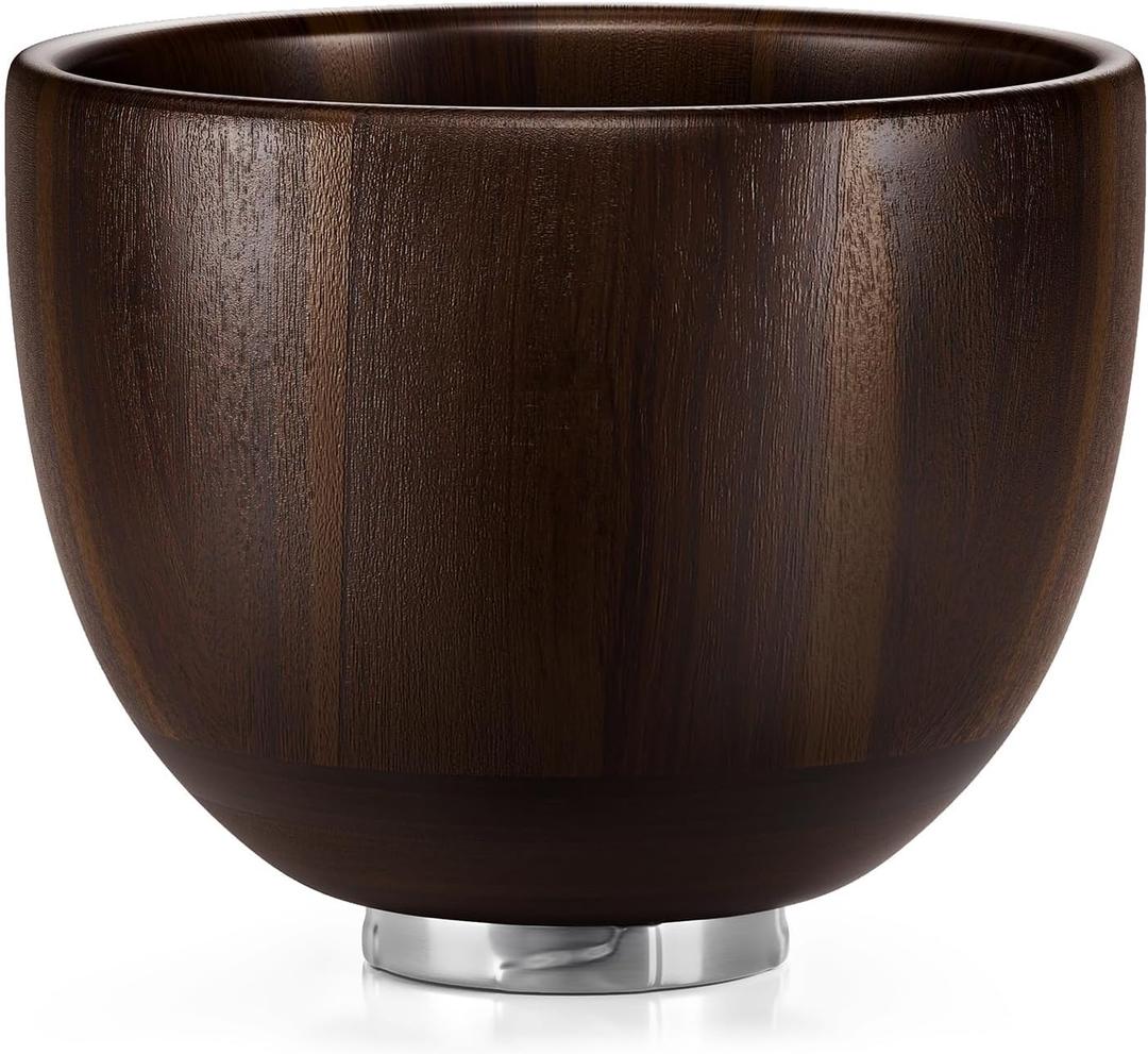SpaceAid Wooden Bowl for Mixer - Kitchen Space Aid Acacia Wood Mixing Bowls Holder for Stand Mixer, Compatible with 4.5 & 5 QT Tilt-Head Models Kitchen, Dark Wood