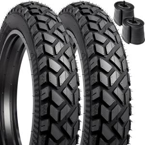 2-PCS 20" Heavy Duty Fat E-Bike Tires 20 x 4.0/ 102-406 and 2-PCS Heavy Duty Bike Tubes 20x4.0 Scharder Valve Compatible with 20x4.0 E-Bike All-Terrain Directional Tread Bicycle Tires and Tubes (Y-021)