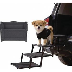 Dog Stairs 4 Steps Foldable Dog Ramp with Non-Slip Surface, Portable Dog Steps for Cars,SUV and Truck, Supports up to 250 lbs