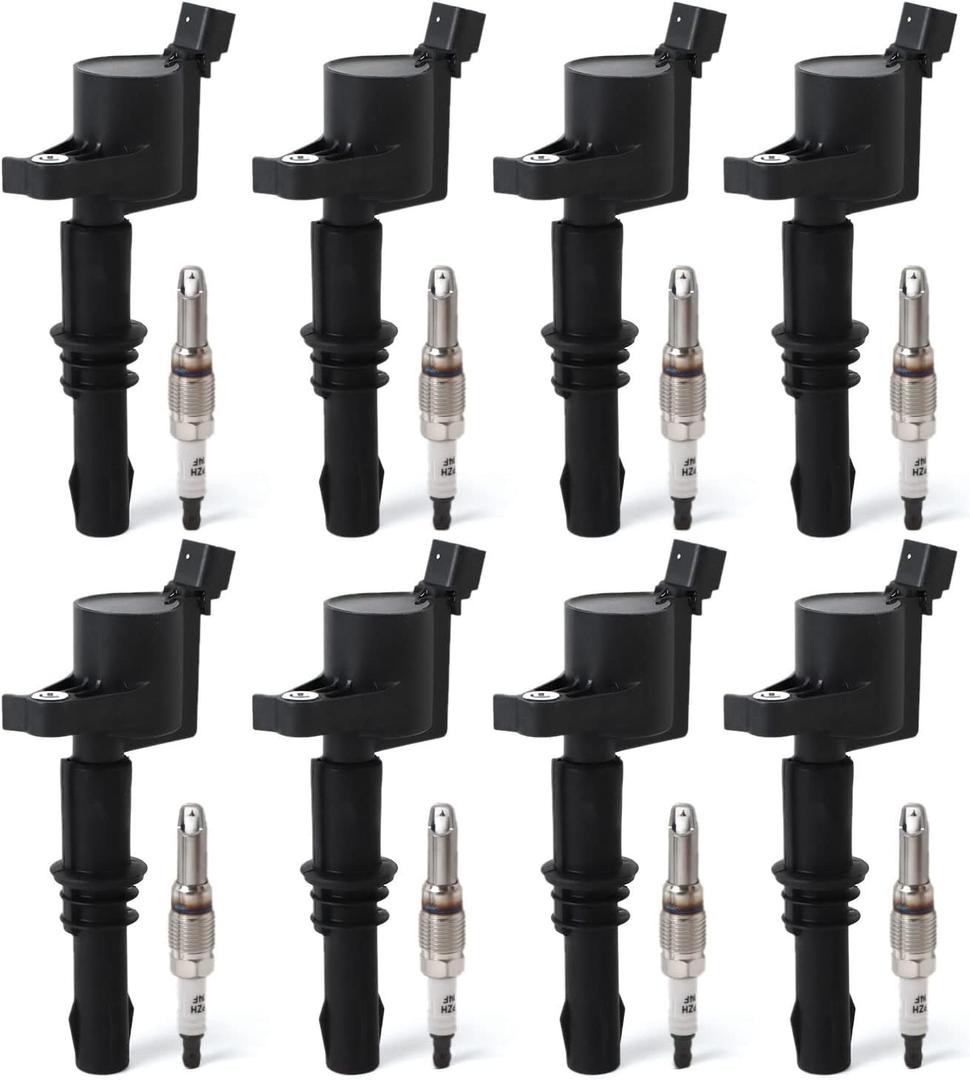 8PCS UF537 Ignition Coils Pack & SP546 Iridium Spark Plugs Compatible with Ford F150 Expedition F250/F350 Super Duty Mustang 4.6L 5.4L Replace# FD508, C1541, C1659, 5C1584, DG511