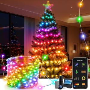 Aoycocr 33 Ft 66 LED Color Changing Plug-in Fairy Lights with Voice Control, RGB Twinkle LED Fairy Lights for Bedroom, Party, Wedding, Xmas, Valentine's Day Decor