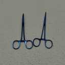BBTO Hemostat Curved and Straight Hemostat Forceps Piercing Pliers Forceps, Stainless Steel Straight and Curved Pliers, Fishing Tweezer(Blue,2 Pcs)