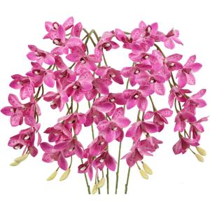 IPOPU 5 Pcs Pink Artificial Orchid Flowers 30.3” Latex Fake Orchid with Long Stem for Tall Vase Wedding and Engagement Centerpiece Arrangement Living Room Home Decor(Hot Pink)