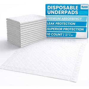 Sures Incontinence Bed Pads - Disposable Changing Pads for Baby - Pee Underpads for Adults for Bed - Absorbent Chux Underpads for Puppy Training - Pet Chucks - Men, Women & Kids (30'' x 36")