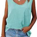 goforparis Womens Crew Neck Sleeveless Tank Tops Workout Yoga Loose Lightweight Flowy Summer Tee Shirts with Pocket