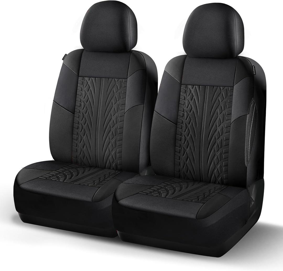 HChengkikz Car Seat Covers Premium Cloth, Washable Seat Covers, Car Seat Covers Front Seats, Elastic Fabric Airbag Compatible Automotive Comfort for Most Cars, Trucks, SUVs (Two Front, Black)