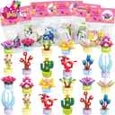 WODMAZ Valentines Day Cards with Plant Building Blocks, 24 Packs Succulents Flower Toys Valentines Day Gifts for Kids School Classroom Exchange, Valentine Party Favor, Valentine's Greeting Cards