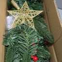 3 Ft Green Christmas Tree with Lights, Timer 8 Modes DIY 50 Warm White Lights Battery Operated Small Artifical Full Xmas Tree Pine Needles Cones Red Berry for Tabletop Home Indoor Holiday Party Decor