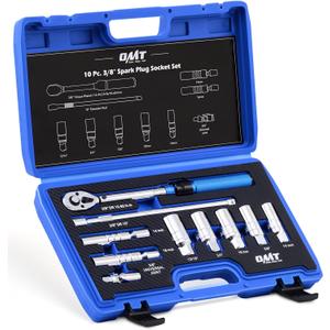 Orion Motor Tech 10pc 3/8 inch Drive Spark Plug Socket Set with 72 Tooth Click Torque Wrench, Magnetic Swivel Sockets, Universal Joint & Extension Bar, Cr-V Steel Magnetic Spark Plug Socket
