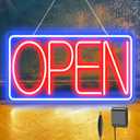 Led Neon Open Signs for Business,16.5"X 9" Ultra Bright Open Signs, Powered by 12V/2A AC Adapter, 6 Levels Adjustable Bright Led Neon Open Sign for Bar Salon Coffee Stores Club Hotel (Horizontal)