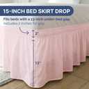 Wrap Around Dust Ruffle Bed Skirt - Lavender Pink - for Queen Size Beds w/ 15 Inch Drop - Easy Fit Elastic Strap - Adjustable Pleated Bedskirt w/Brushed Fabric -Wrinkle Free, Women, Men, Kids & Teens