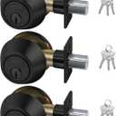 BESTTEN 3 Pack Keyed Alike Deadbolt, Single Cylinder Entry Door Lock with Same Key, 9 Keys Included, for Exterior Front Doors, Matte Black