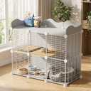 Cat Cage, DIY Cat Enclosures, 42" x 16" x 28" Cat Playpen Indoor & Outdoor with Hammock & Cat Bowl, Detachable Metal Wire Kennel Cats Crate
