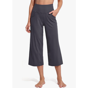 Promover Capri Pants for Women Wide Leg Yoga Cropped Pants with Pockets Loose Casual Summer Pants, 30" Inseam, L