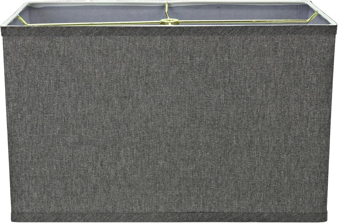 Aspen Creative 36007 Transitional Rectangular Hardback Shape Spider Construction Lamp Shade in Somke Grey, (8+16)"Top x (8+16)"Bottom x 10"Height