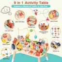 Wooden Montessori Activity Table for Toddlers, Baby Busy Table with Bead Maze, Shape Sorter, Cars & Road Signs, Traffic Learning Activity Center Sensory Toys for Birthday Gift Boys Girls 1+ Year Old