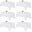 Fitable White Tablecloths for Rectangle Tables, 6 Pack  70 x 120 Inches  Reusable and Washable Table Clothes for 68 Ft Tables, Polyester Fabric Table Covers for Wedding, Party, Banquet