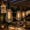 ST38 LED Outdoor String Lights, 100FT Shatterproof Dimmable Patio Lights