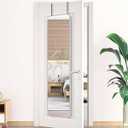 Vlsrka 47"x14" Full Length Mirror Over The Door Mirror Wall Mounted Mirror Full Body Mirror, Back of Door Hanging Mirror for Bedroom Living Room Closet, Round Corner, White