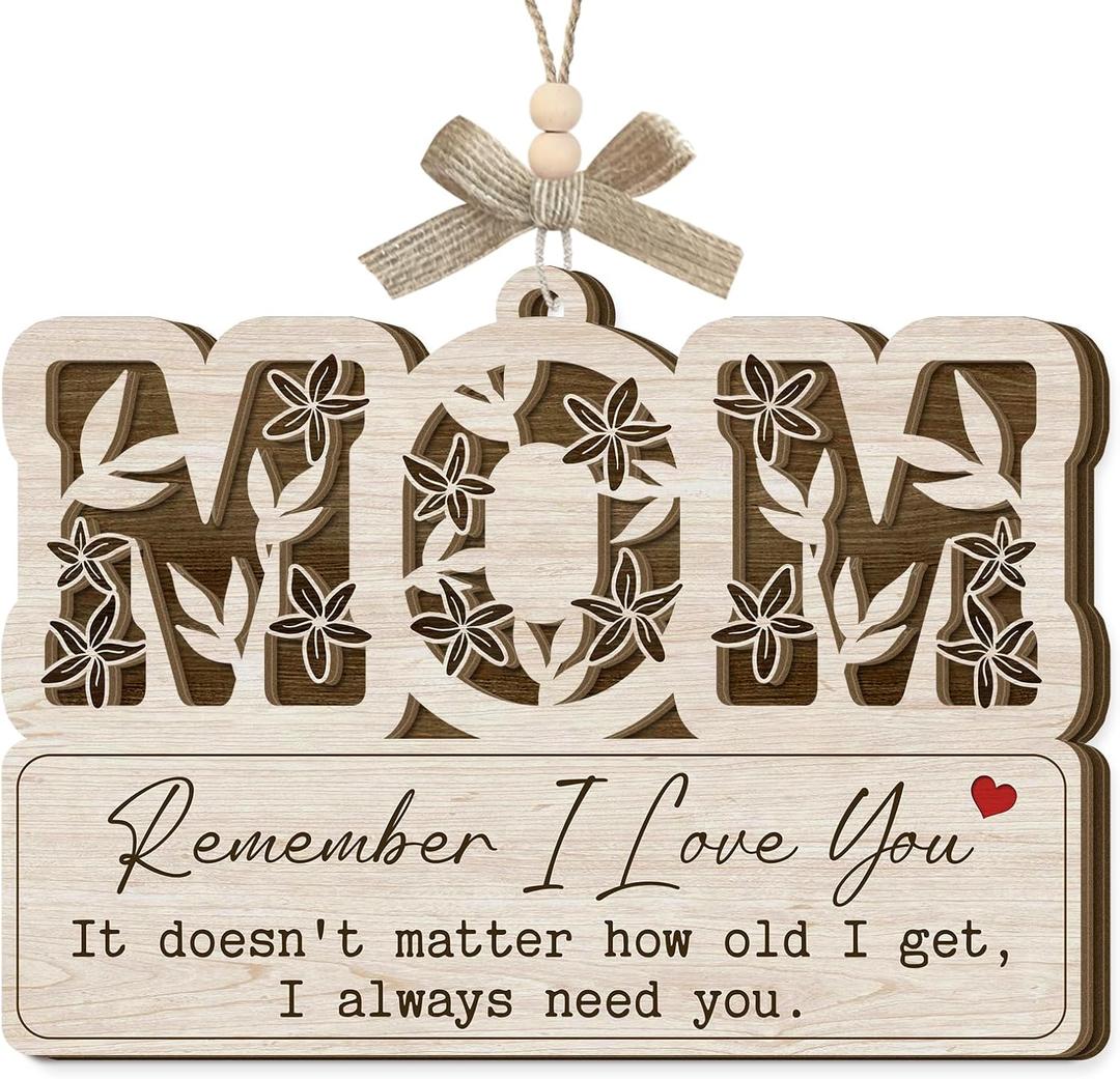 2 x Remember I Love You Mom Ornament 2026 - Mothers Day Birthday Gifts for Mom Stepmom Gigi Nana Grandma, Thank You Mother Gift from Daughter Son, Wooden Ornament for Hanging Decor