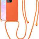 Crossbody Case for iPhone 16 Pro with Strap, iPhone Case with Adjustable Lanyard Rope, Drop Protection Silicone Phone Case for iPhone 16 Pro 6.3’’ Neon Orange