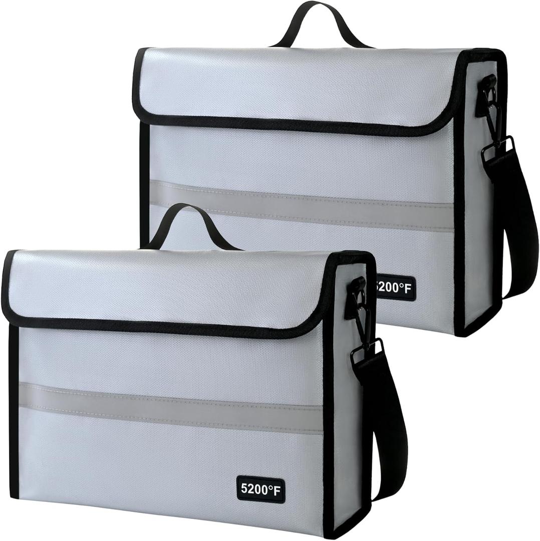 Fireproof Document Bag  Waterproof Fireproof Document Box-Style Storage for Documents and Cash | Fireproof Document Organizer for Home & Office | Safe for Travel Fireproof Bag (2 pack(white))