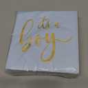 Sparkle and Bash 50 Pack Its a Boy Baby Shower Cocktail Napkins Party Supplies 5x5 inch, Blue with Gold Foil Table Napkin, Festive Gender Reveal Decorations for Special Occasions