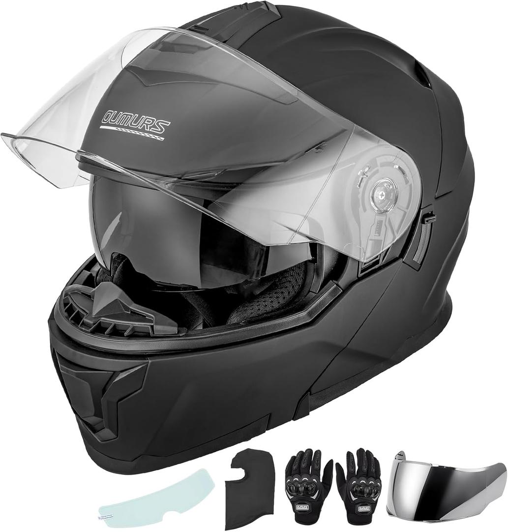 Modular Motorcycle Helmets Full Face Flip up Street Bike Motorcycle Helmet for Unisex Adult Model 912 (Matte Black)