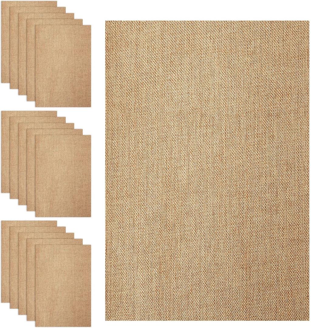 18 Sheets Printable Natural Burlap Paper Pad, 8.5 x 11 Inch Scrapbooking Supplies Laminated Burlap Paper Cardstock Vintage Craft Scrapbook Printable Sheets for Print