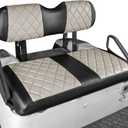 NOKINS Golf Cart Diamond Seat Covers Kit, Fit for EZGO TXT 1994-2013/EZGO RXV OEM Ordinary Front Seat Cushion, Golf Cart Vinyl Seat Cover, No Nails Required (Oyster Gray and Black)