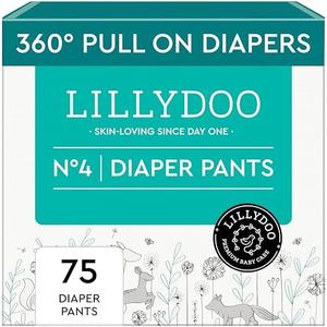 Diaper Pants Toddlers - Size 4 (20-32 lbs), Half-Monthly Supply (75 Count), Skin-Friendly, Ultrasoft, Chlorine-Free, Snug Fit & Absorbent Pull On Diapers