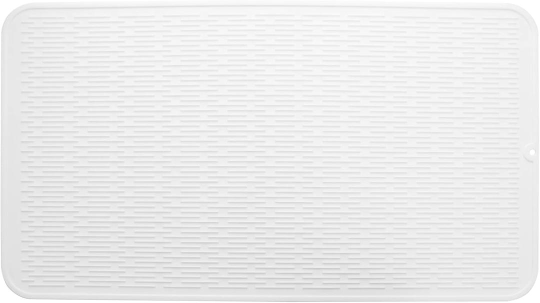 Silicone Dish Drying Mat for Multiple Usage,Easy clean,Eco-friendly,Heat-resistant Silicone Mat for Kitchen Counter or Sink,Refrigerator or Drawer Liner White 4XL 32 inches x 18 inches