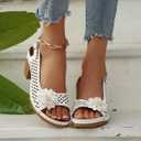 Epsion Women's Platform Heels Block Chunky Sandals Open Toe Ankle Strap Shoes Fashion Dress Summer Beach Sandal 2026 (White)